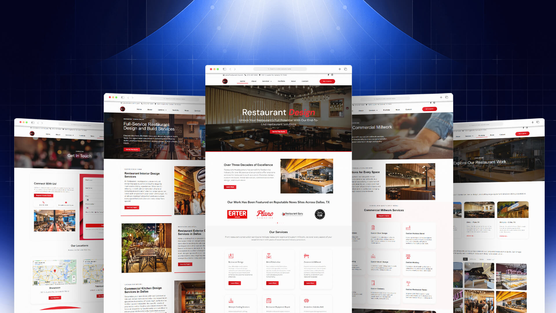 Restaurant Headquarters website design by Lotiva