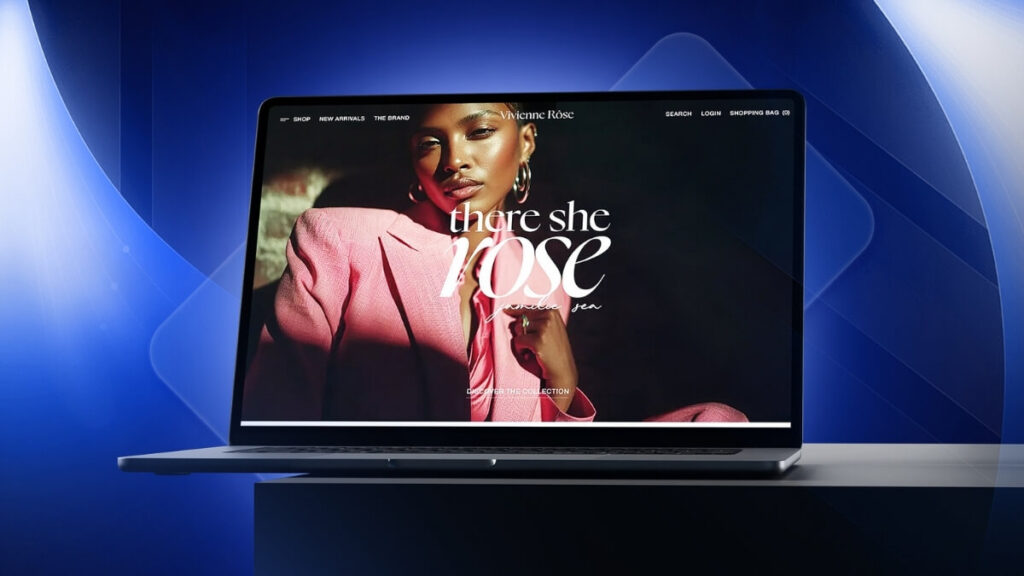 Graphic Design Trends 2026: Why Imperfection Is Winning 5 Vivienne Rose luxury fashion website showcasing expressive serif typography and editorial photography as an example of authentic brand design in 2026