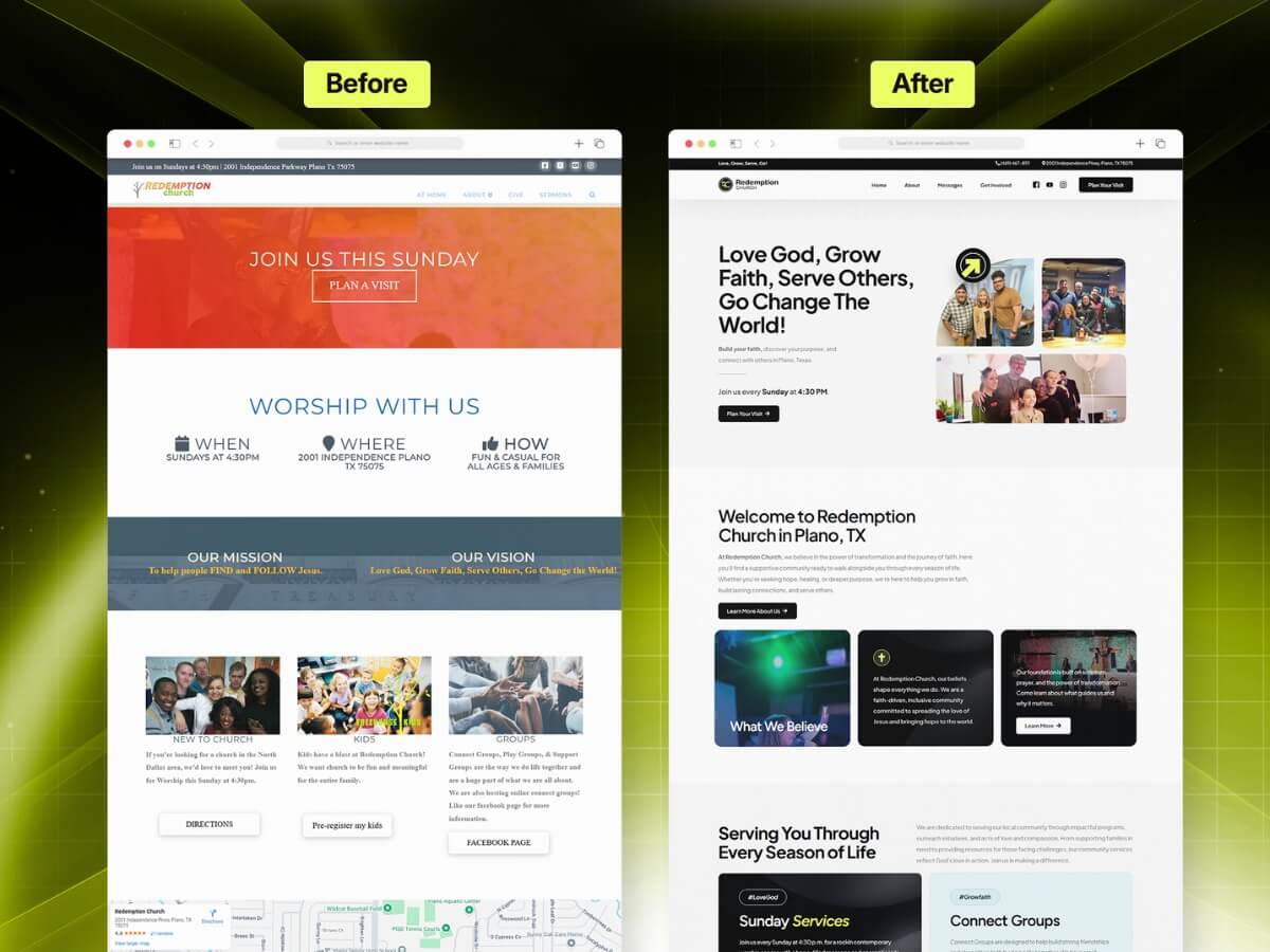 Redemption Church new website design